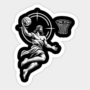 Funny Basketball Retro Jesus Player Sticker